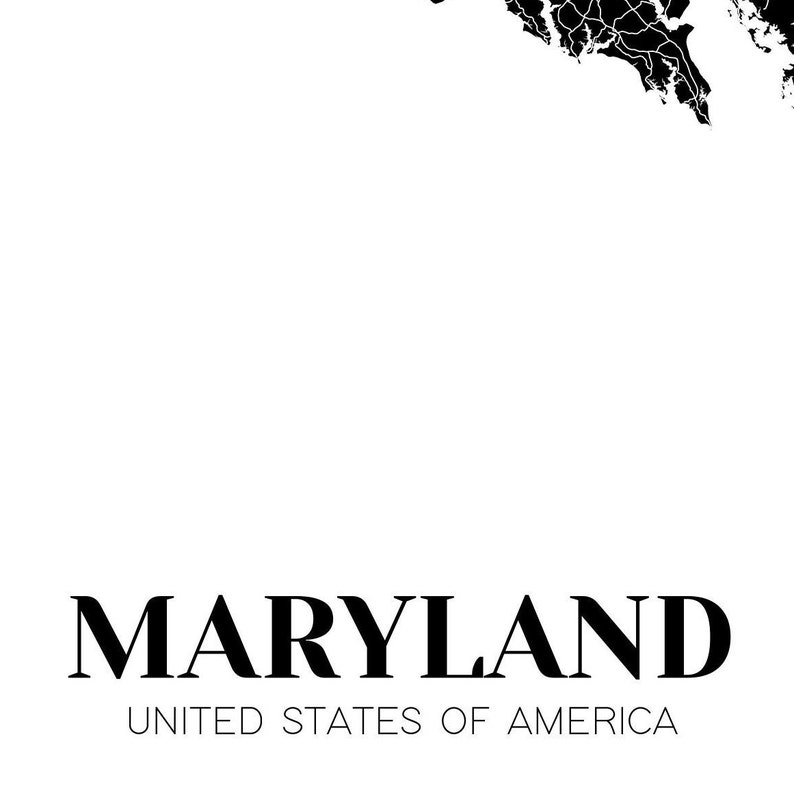 Map of Maryland Printable Maryland Map Printable MD Decor - Etsy