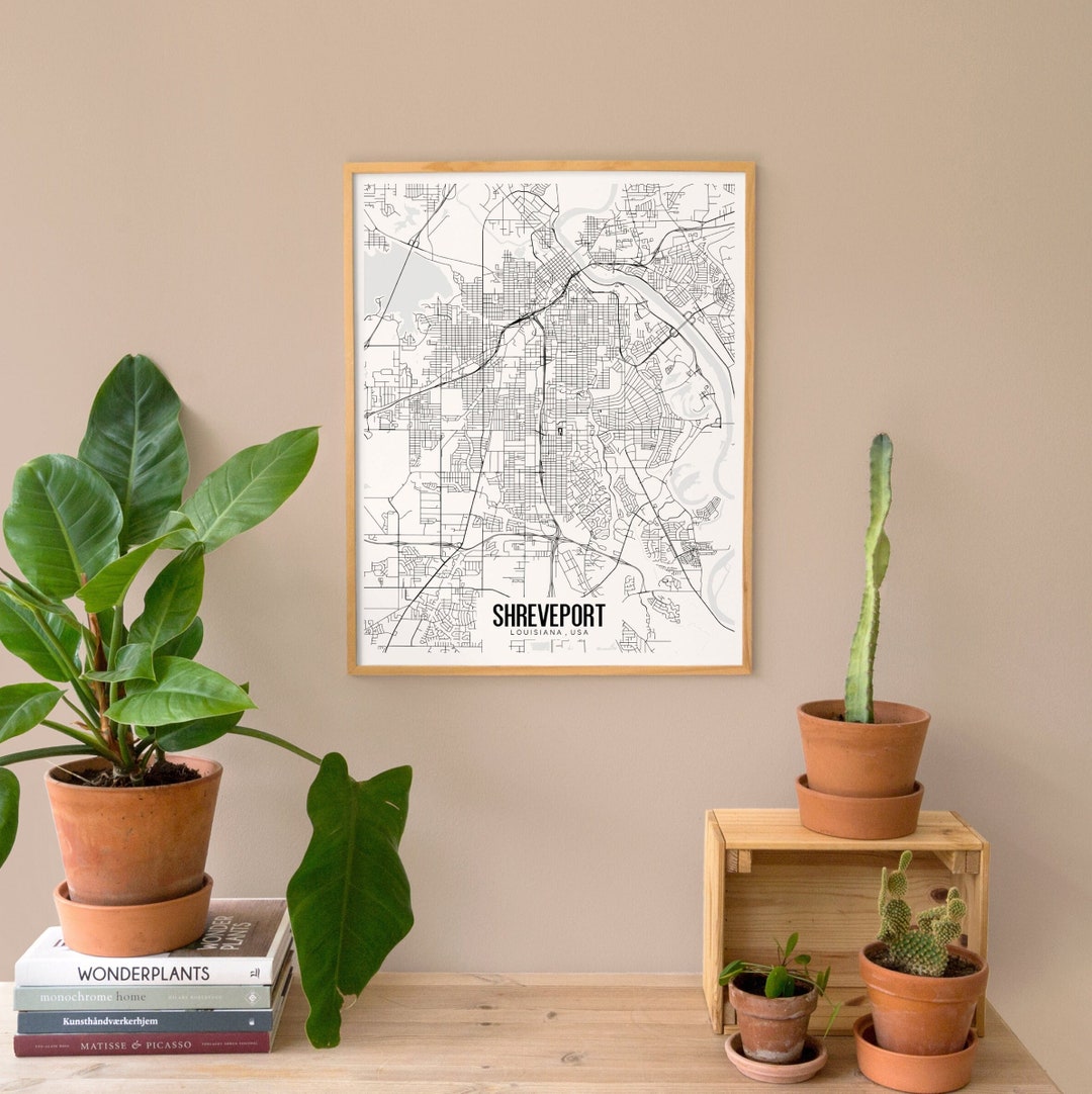 Shreveport Map Printable Shreveport Map Poster Louisiana Map - Etsy