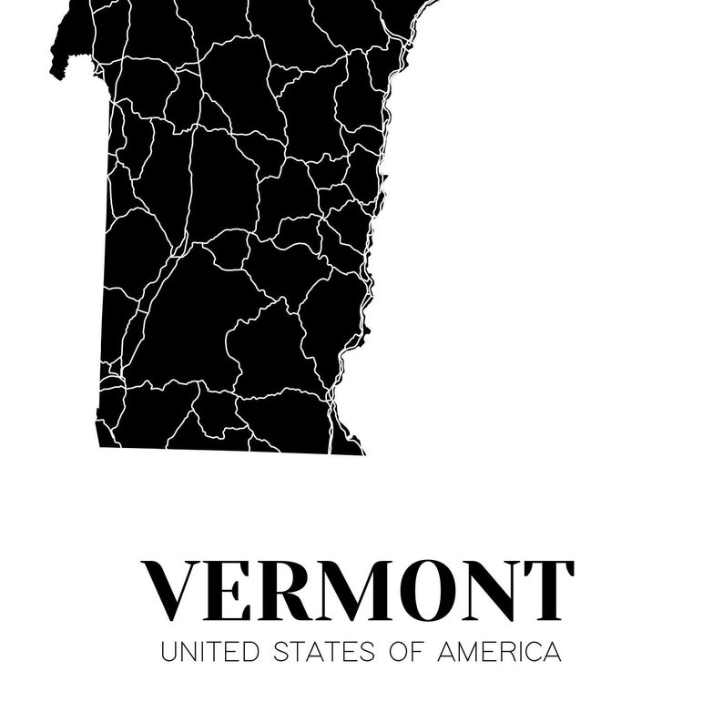 Map of Vermont Printable Vermont Map Print Printable VT Map - Etsy