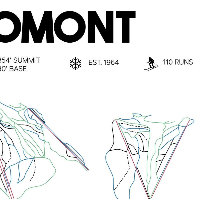 Bromont QC Printable Ski Trail Map Bromont Quebec Canada Map Etsy