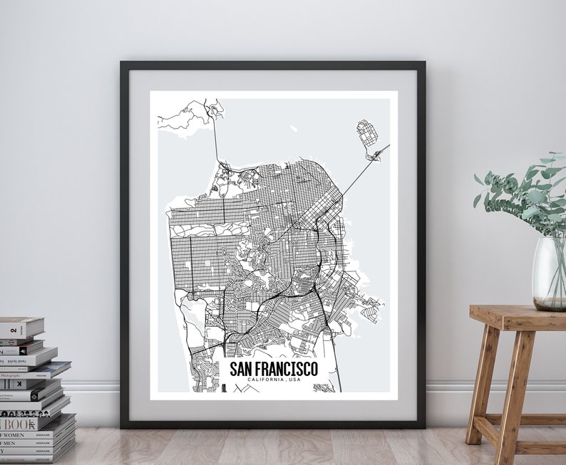San Francisco California printable map San Francisco map art | Etsy