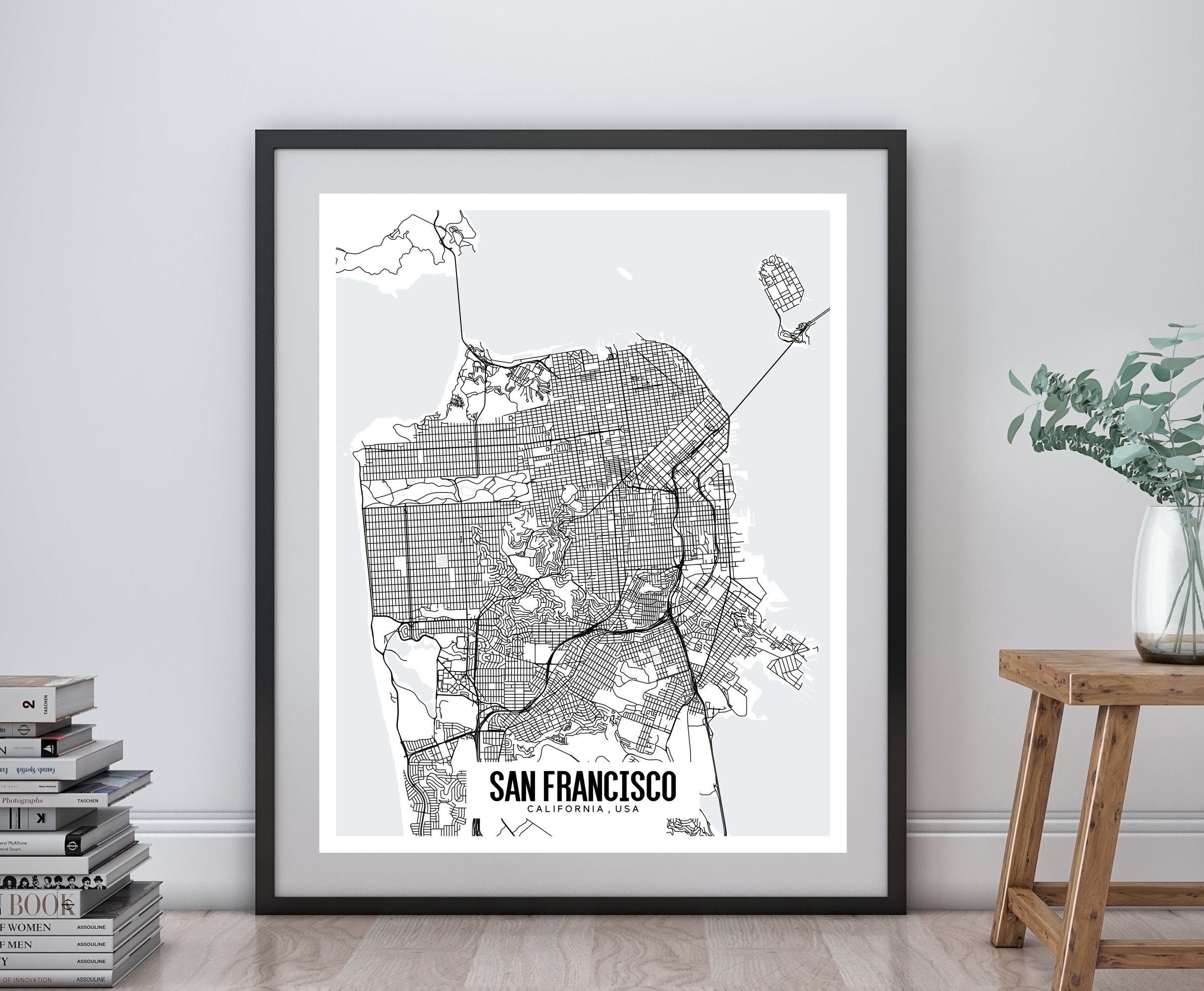 San Francisco California Printable Map San Francisco Map Art - Etsy