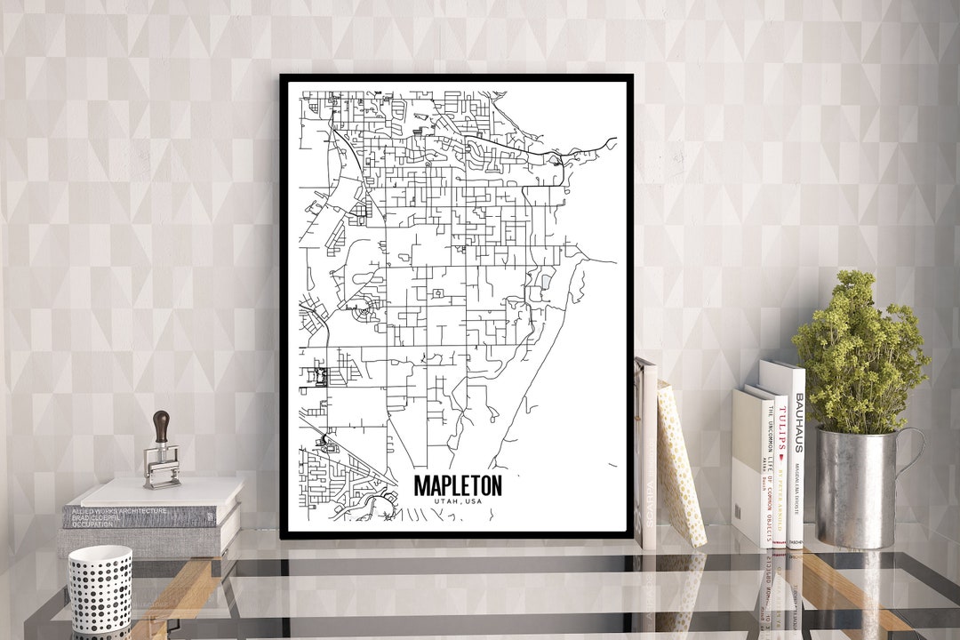 Mapleton, Utah Printable Map, Mapleton Map Art, Mapleton UT Wall Art