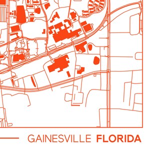 Gainesville Florida Printable Map, Florida Campus Map, Gift for College Graduation, College ...