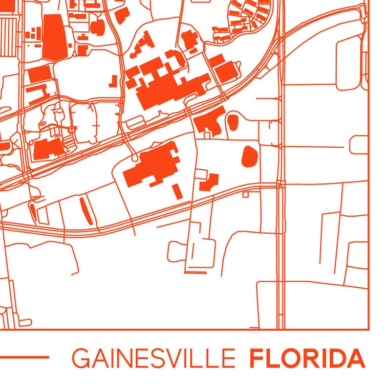 Gainesville Florida Printable Map Florida Campus Map Gift Etsy