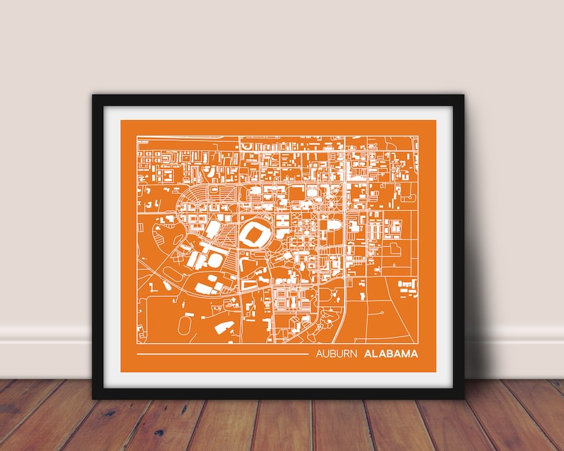 Auburn Map Auburn Wall Art Gift for College Graduation Gift Etsy