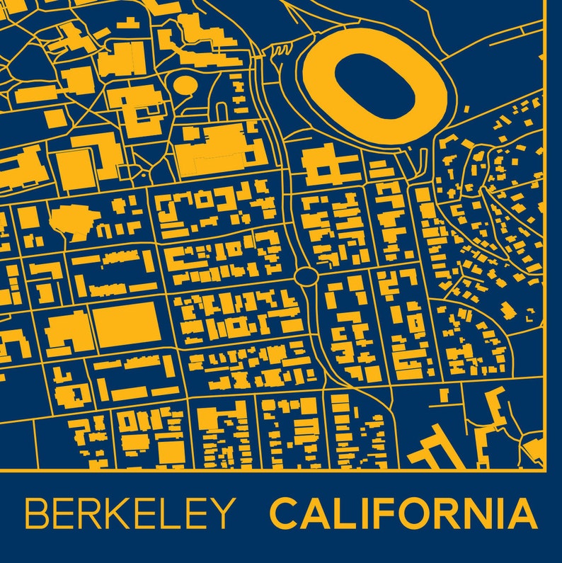 Berkeley California Printable Street Map University of Etsy