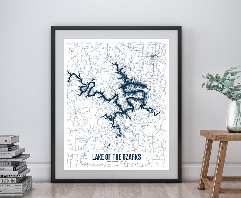 Lake of the Ozarks Printable Map Lake of the Ozarks Wall Art Etsy