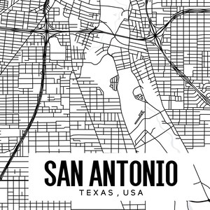 San Antonio Texas Printable Map San Antonio Map Poster San - Etsy