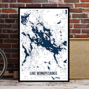 Lake Winnipesaukee Printable Map, Lake Winnipesaukee Wall Art ...