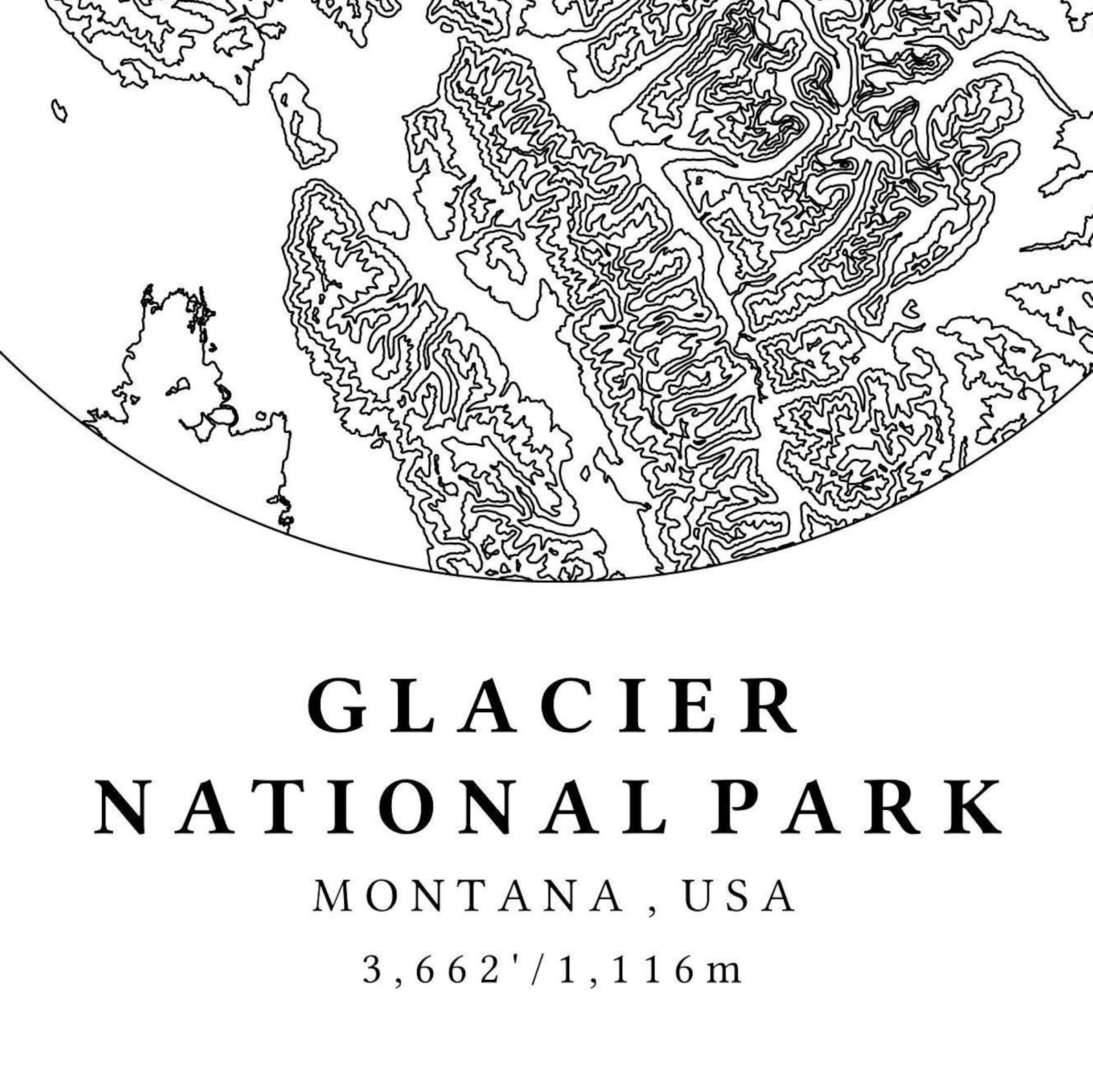 Glacier National Park Printable Topographic Map Glacier NP | Etsy