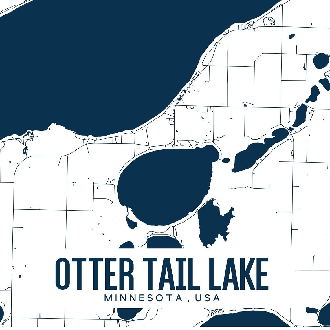 Otter Tail Lake Printable Map Otter Tail Lake MN Wall Art Etsy
