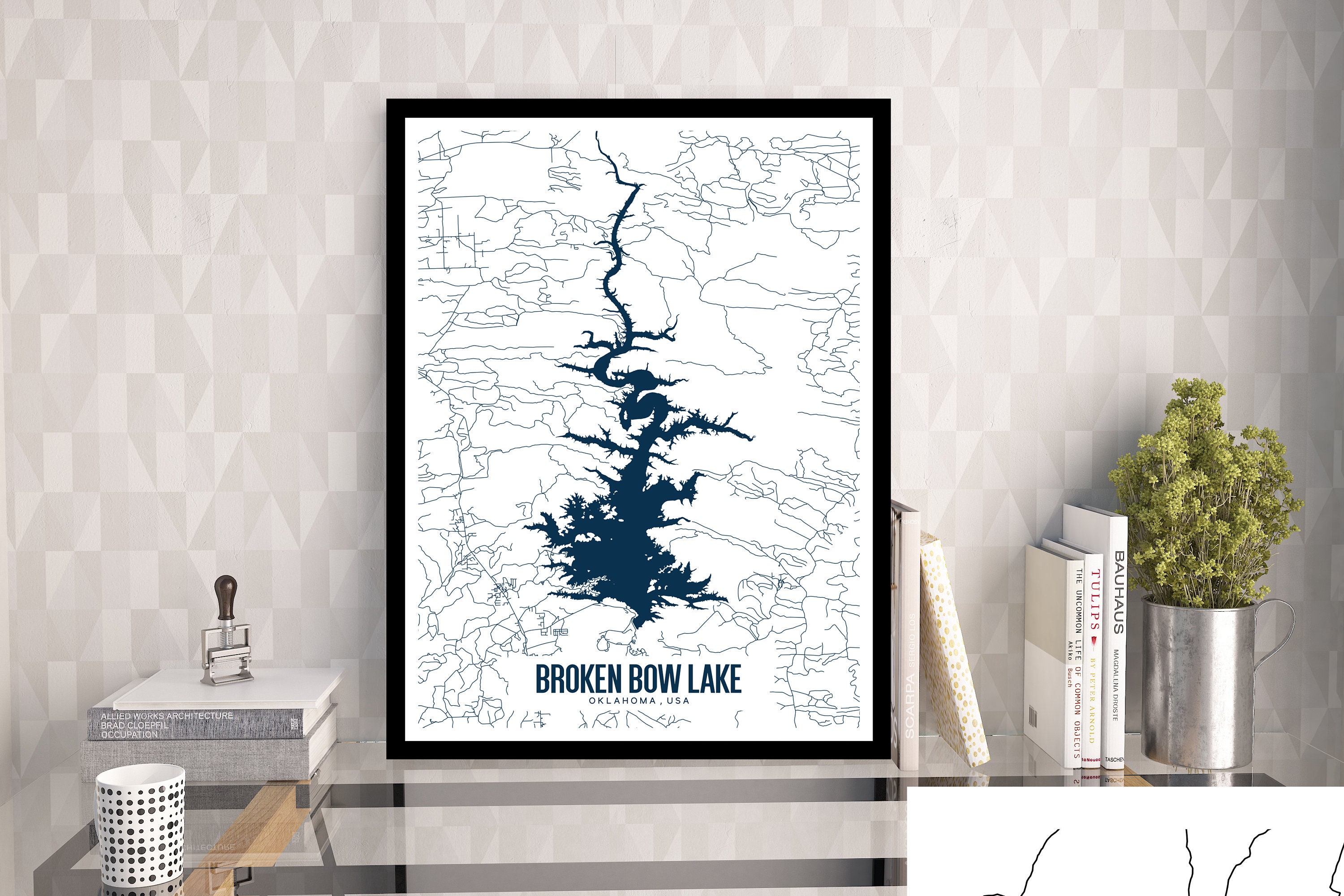 Broken Bow Lake Oklahoma Printable Map Broken Bow Lake Art Etsy