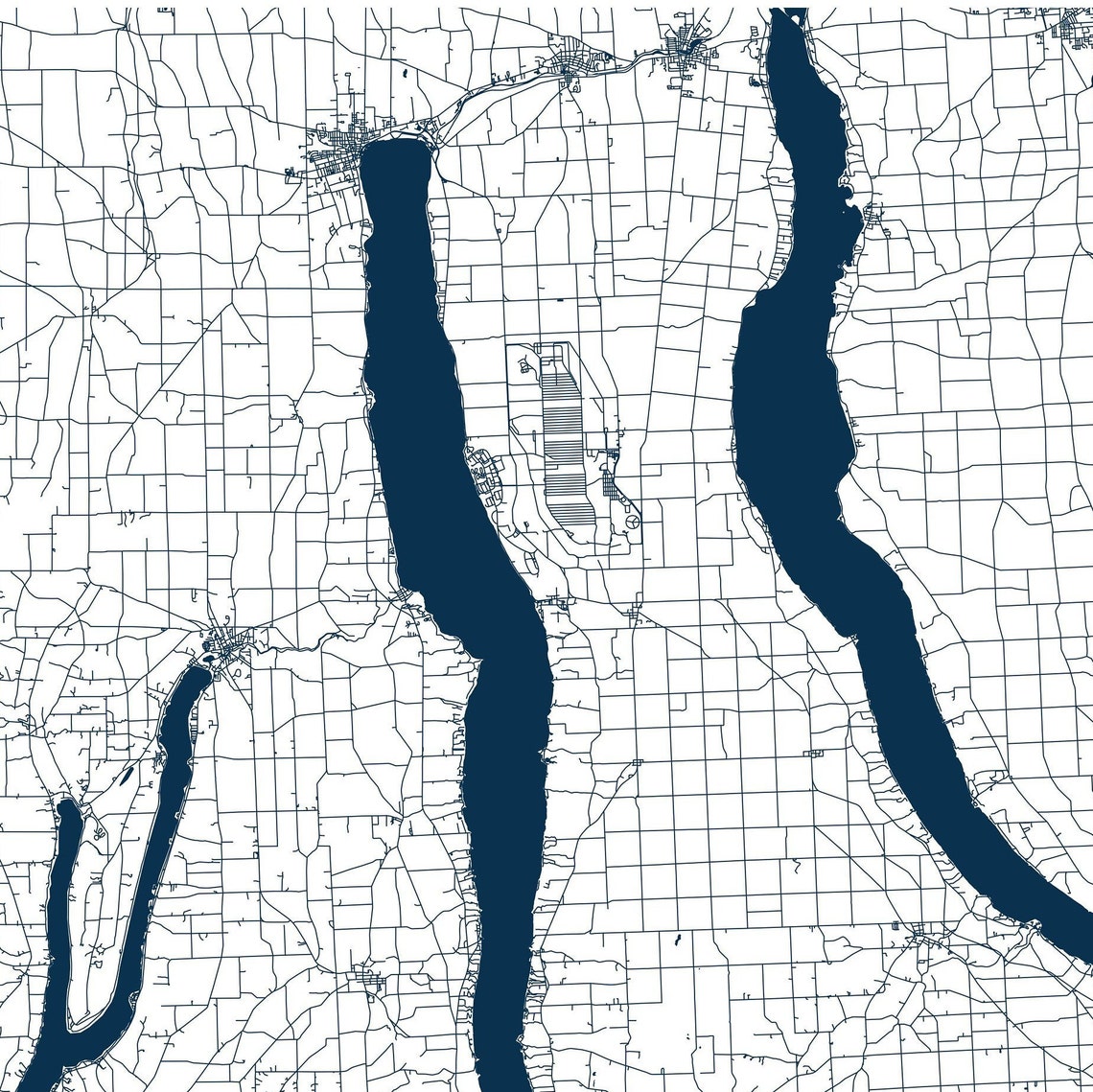 Seneca Lake New York Printable Map Seneca Lake Wall Art Etsy