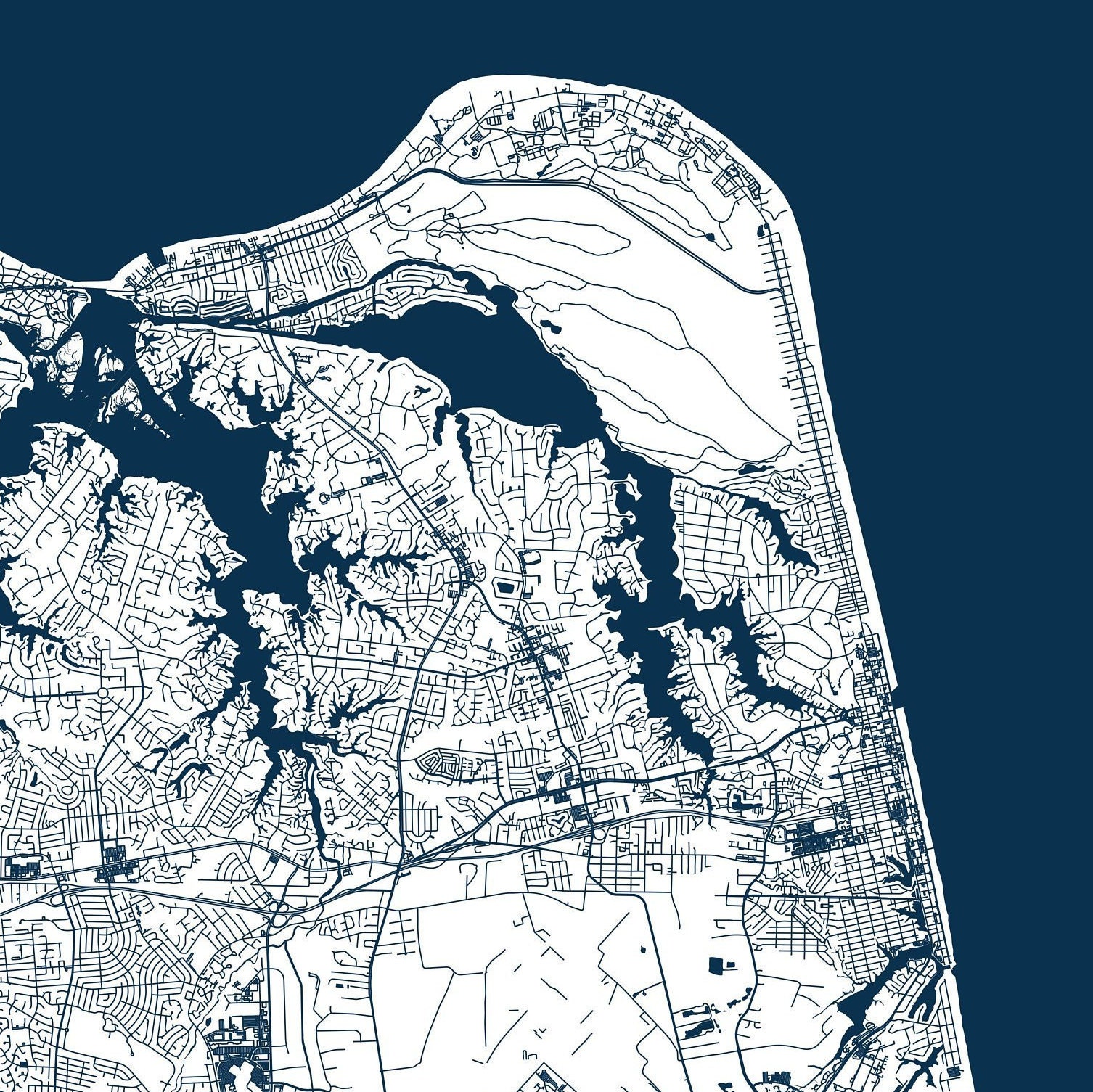 Virginia Beach Printable Map Art Virginia Beach Wall Art | Etsy