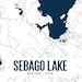 Printable Sebago Lake Map, Sebago Lake Maine Print, Sebago Lake Art Print, Lakehouse Wall Art ...
