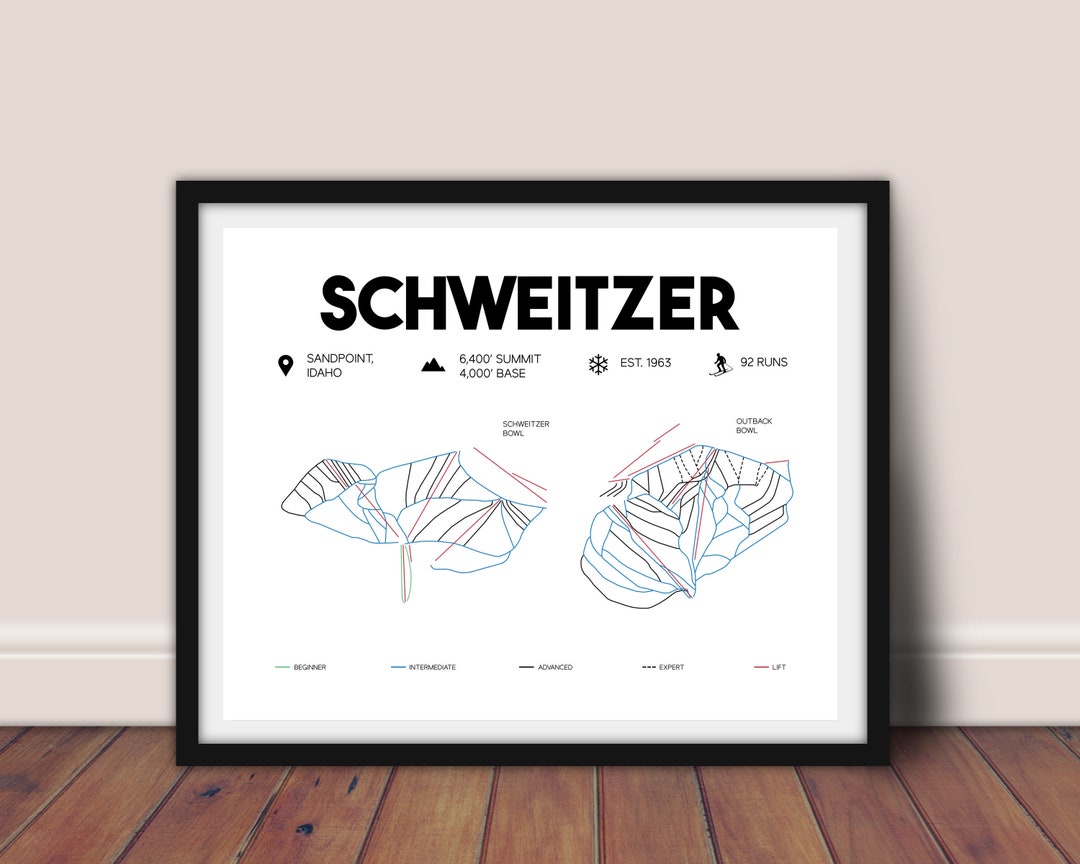 Schweitzer Idaho Printable Ski Map 16x20 - Etsy