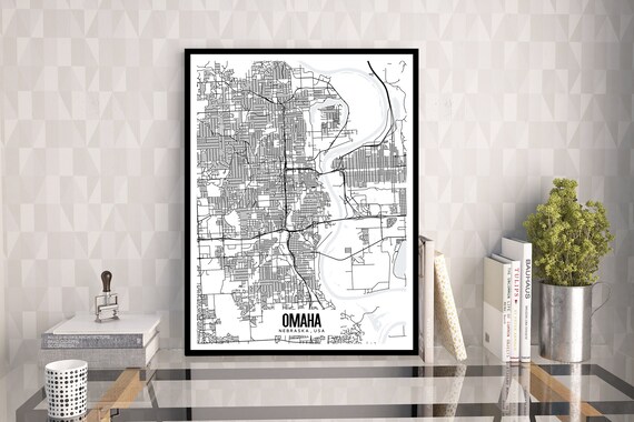 Omaha Nebraska mappa, cartina stampabile di Omaha, Omaha città mappa arte,  Omaha mappa art, arte del Nebraska, arte della parete Nebraska -  Italia