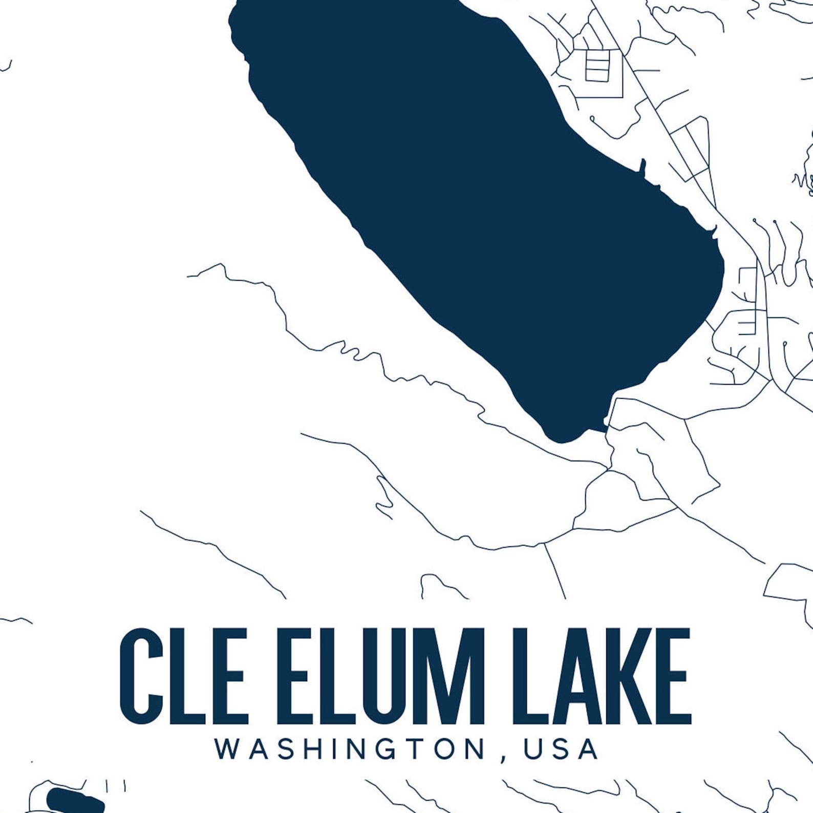 Cle Elum Lake Washington Printable Map Cle Elum Lake Wall Etsy
