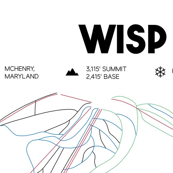Wisp Ski Resort Map Wisp Resort Printable Ski Trail Map 16X20 Wisp | Etsy Australia