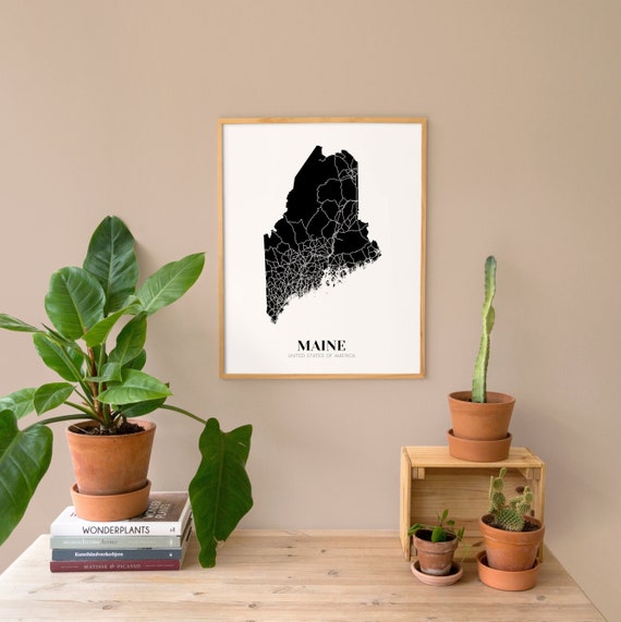 Map of Maine Printable Maine Map Print Printable ME Map | Etsy