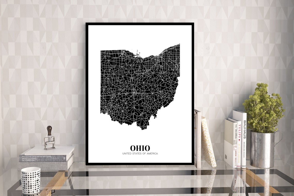 Map of Ohio Printable Ohio Map Printable OH Map Poster | Etsy