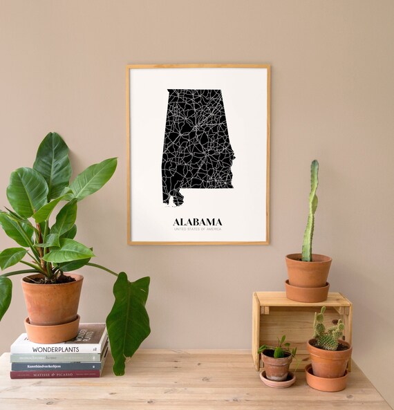 Map of Alabama Printable Alabama Map Print Printable AL Map | Etsy