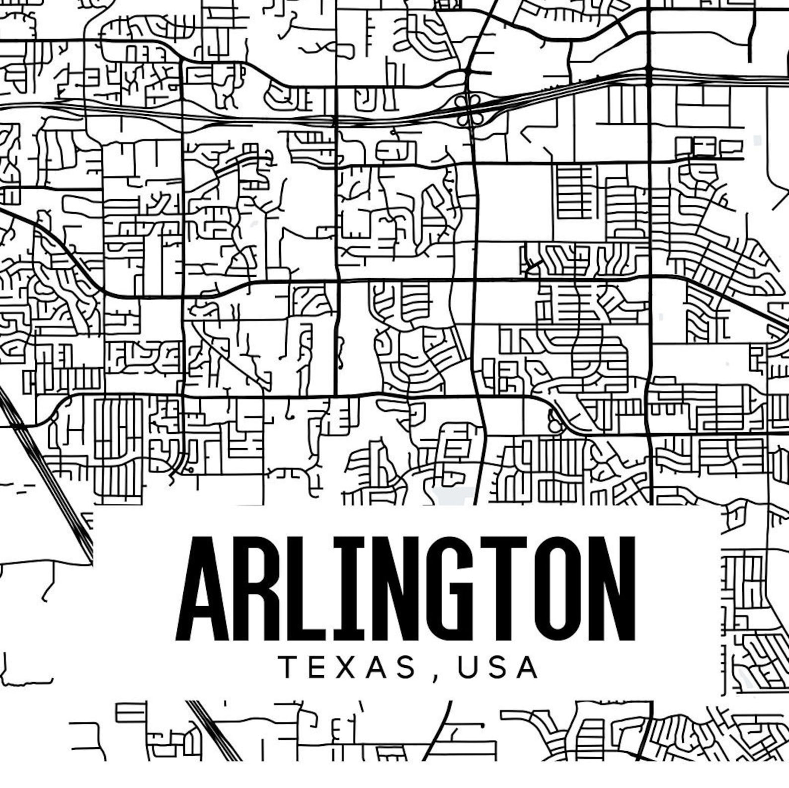Arlington Texas Map Printable Arlington City Map Art TX Map Etsy Ireland