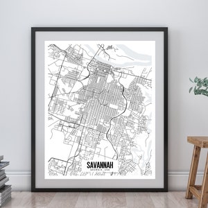 Savannah Georgia Map Printable, Printable Map for Office, Savannah Wedding Gift, Modern Map ...