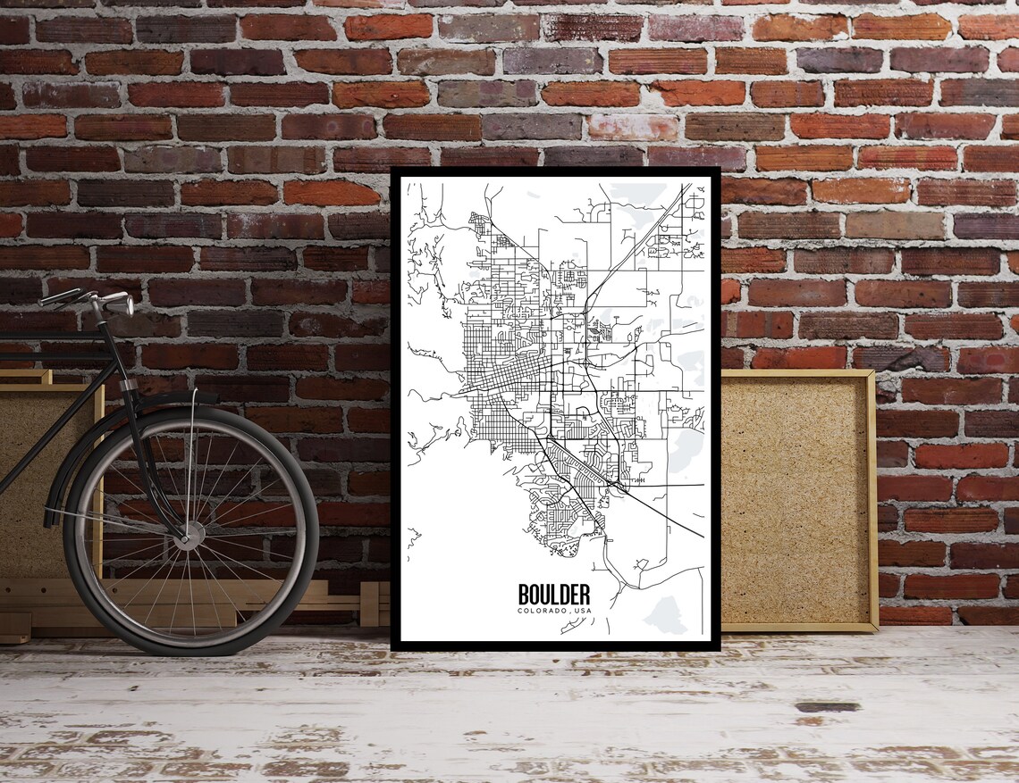 Boulder Colorado Map Printable Boulder Map Art Colorado Map | Etsy