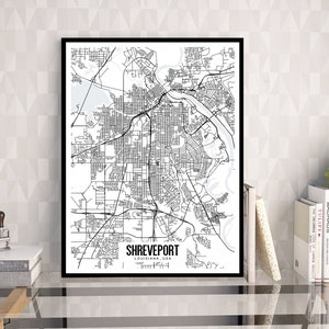 Shreveport Map Printable Shreveport Map Poster Louisiana Map - Etsy