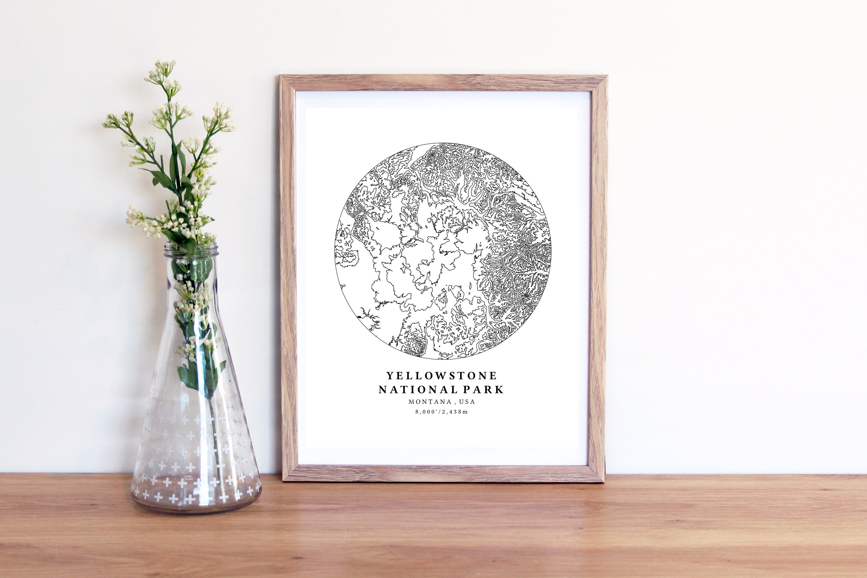 yellowstone national park printable topographic map etsy