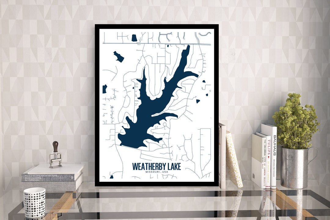 Weatherby Lake Missouri Printable Map Missouri Wall Art Etsy