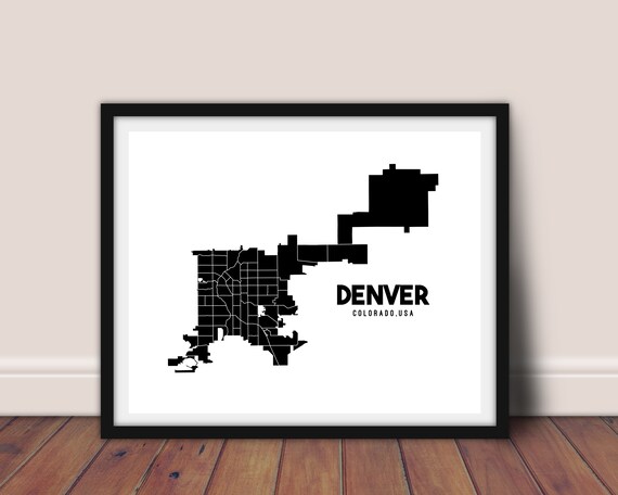 Denver Neighborhoods Printable Map Denver Map Poster Denver Etsy
