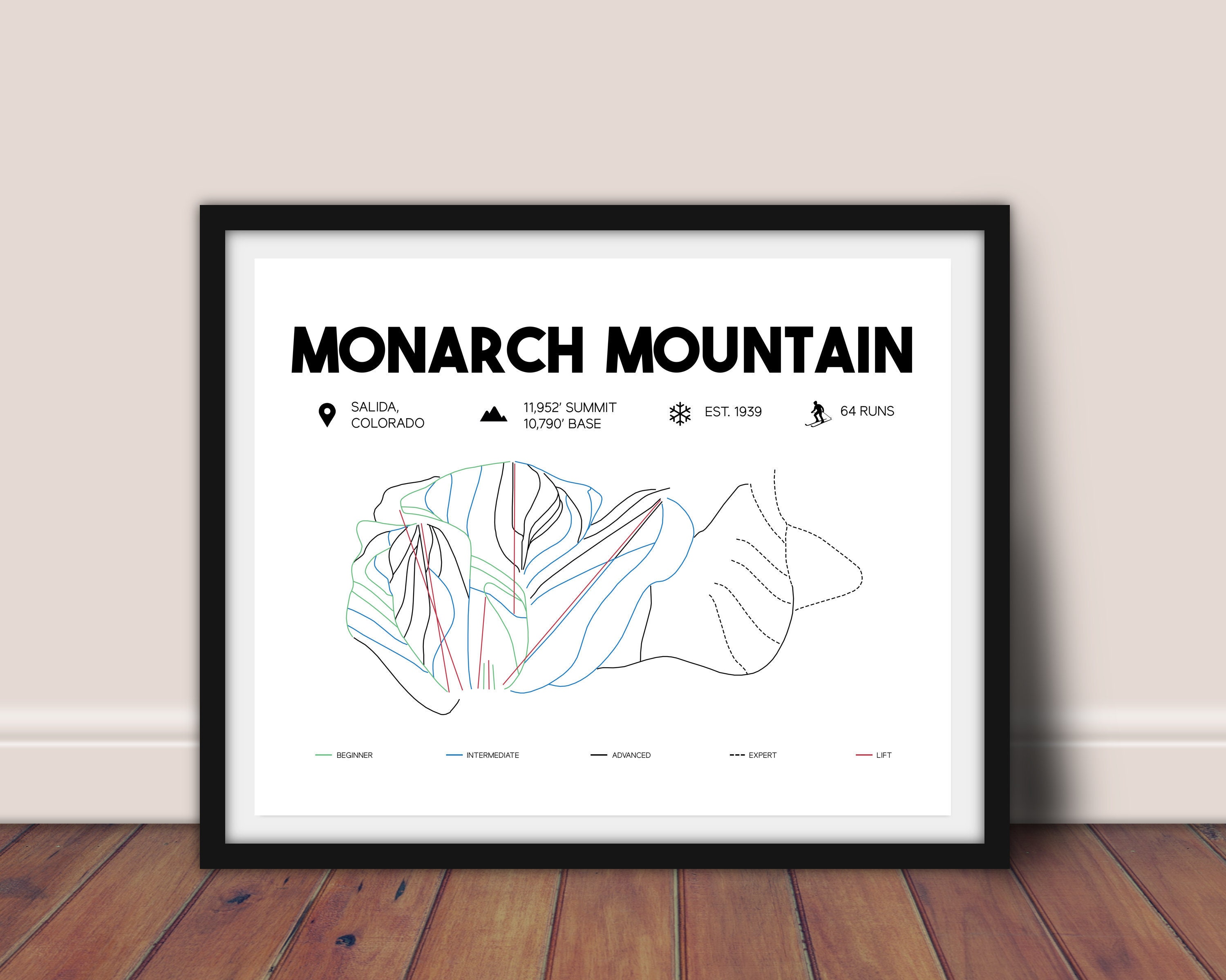 Monarch Mountain Trail Map Monarch Mountain Ski Map Printable 16X20 | Etsy Australia