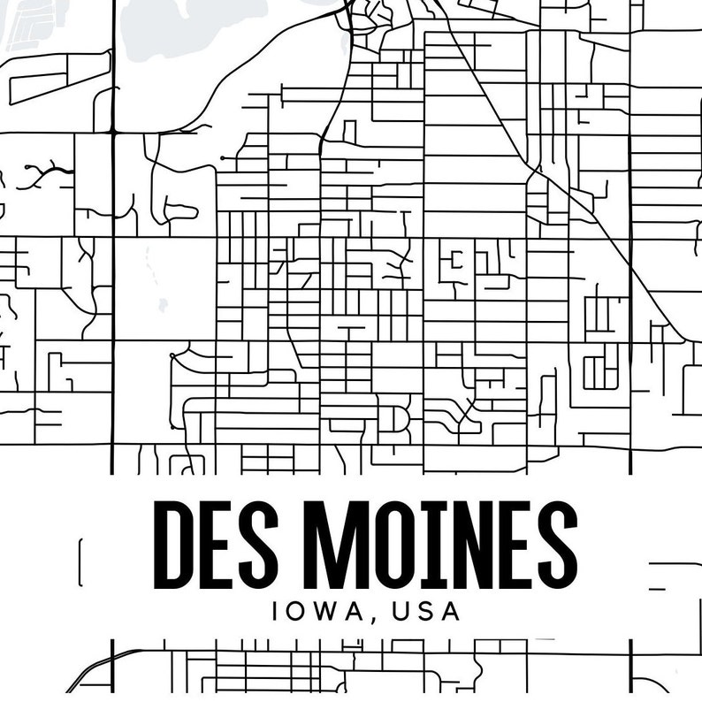 Des Moines Iowa Map Printable Printable Map for Office Des Etsy