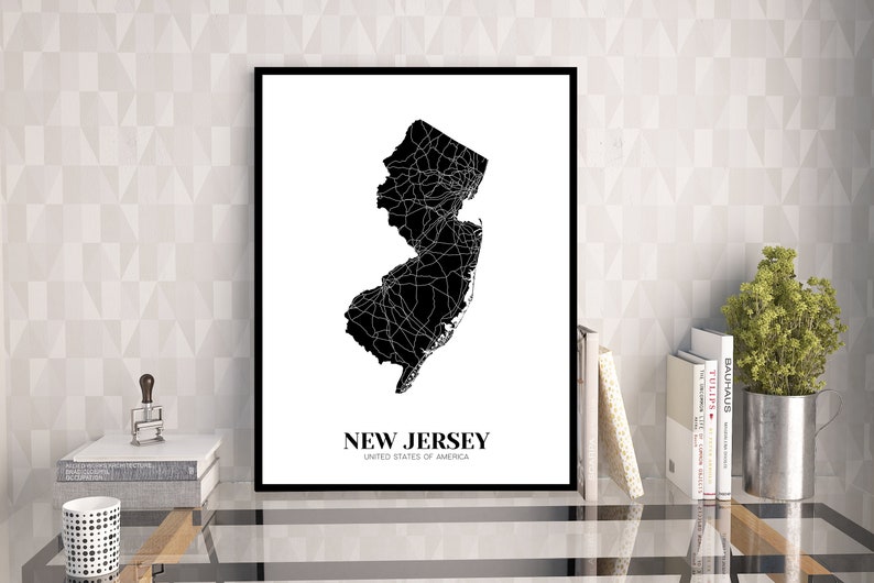 Map of New Jersey Printable New Jersey Map Print Printable | Etsy