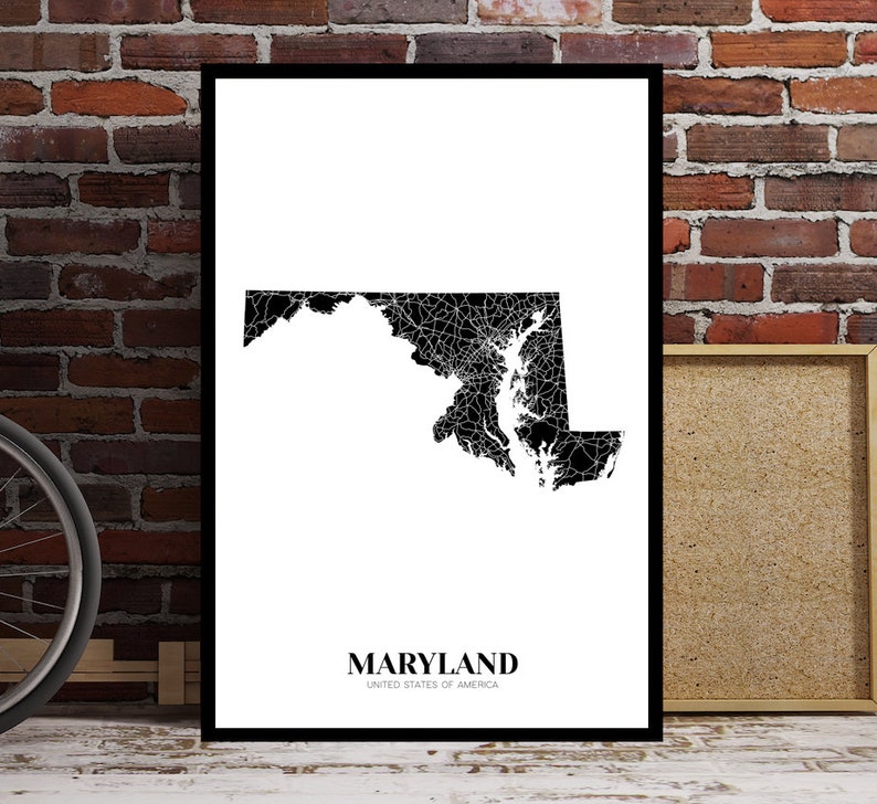 Map of Maryland Printable Maryland Map Printable MD Decor - Etsy