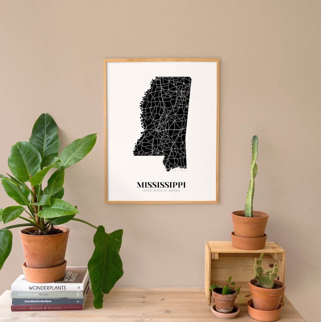Map of Mississippi Printable Mississippi Map Printable MS - Etsy