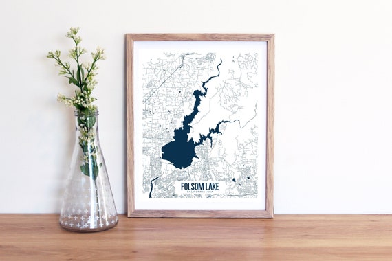Folsom Lake Printable Map Folsom Lake California Wall Art - Etsy