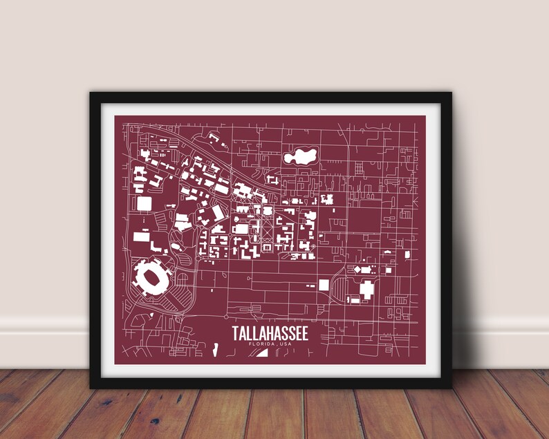 Tallahassee Florida Printable Map Florida State Print | Etsy