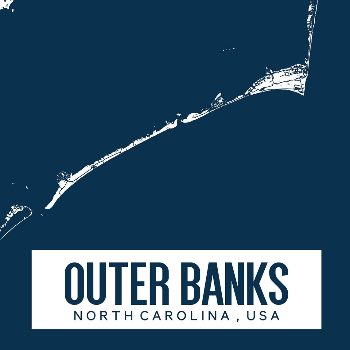 Outer Banks North Carolina Printable Map Outer Banks NC Wall Etsy