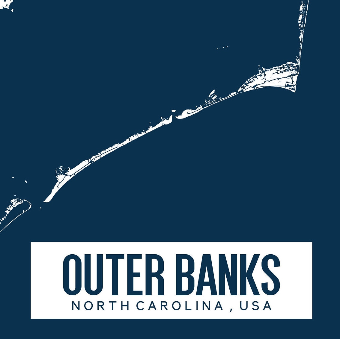 Outer Banks North Carolina Printable Map Outer Banks NC Wall Etsy