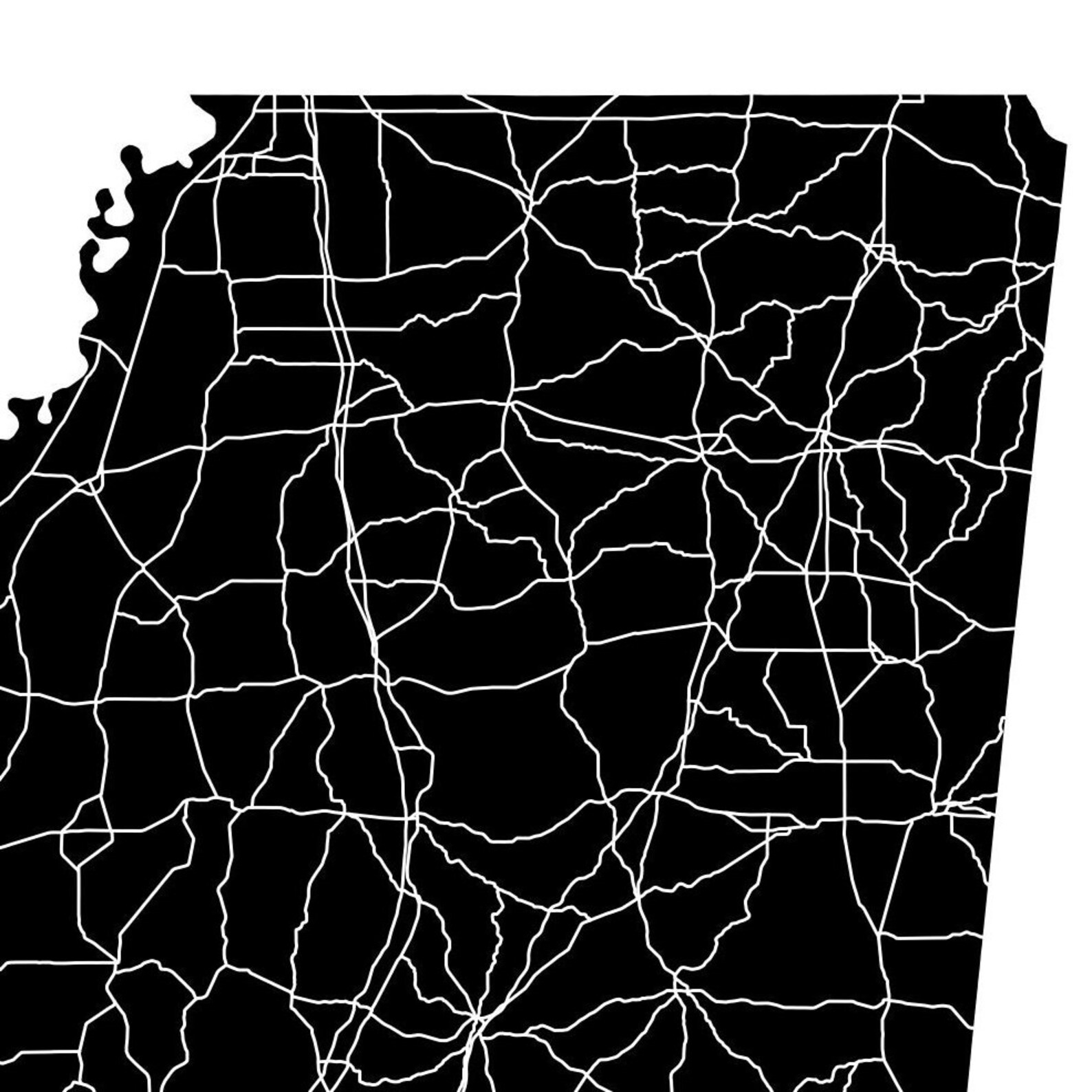 Map of Mississippi Printable Mississippi Map Printable MS - Etsy