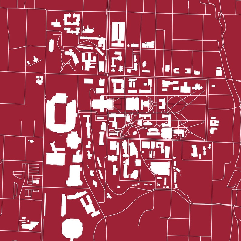 Fayetteville Arkansas Map Printable University of Arkansas Etsy