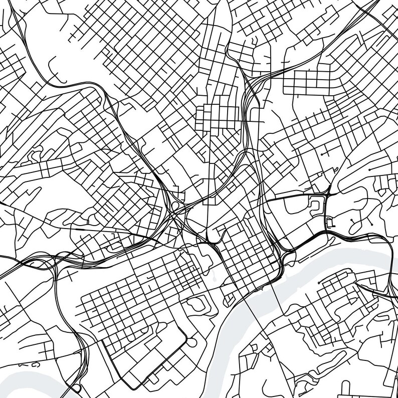Knoxville Tennessee Printable Map Knoxville Map Art Etsy