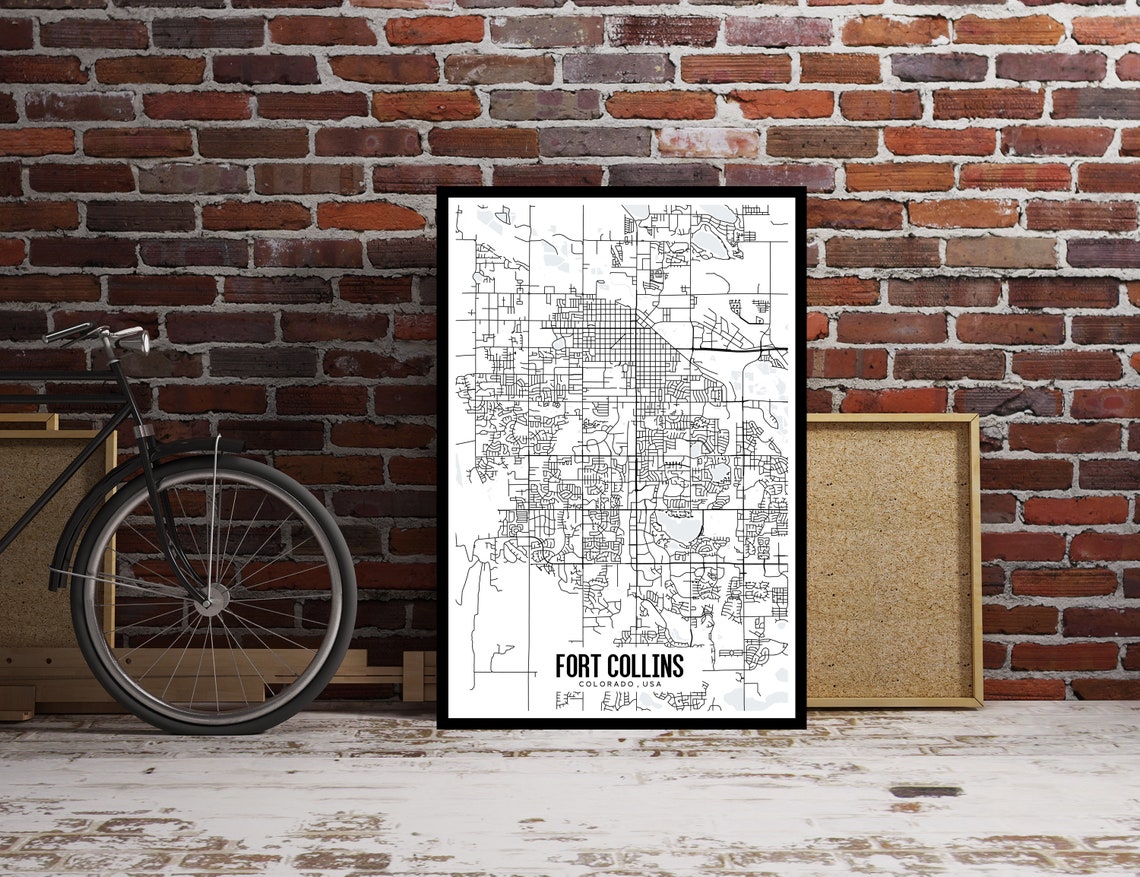 Fort Collins Colorado Printable Map Fort Collins CO Colorado - Etsy