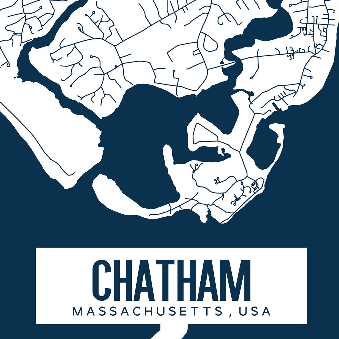 Chatham Massachusetts Printable Map Chatham MA Wall Art Cape Etsy