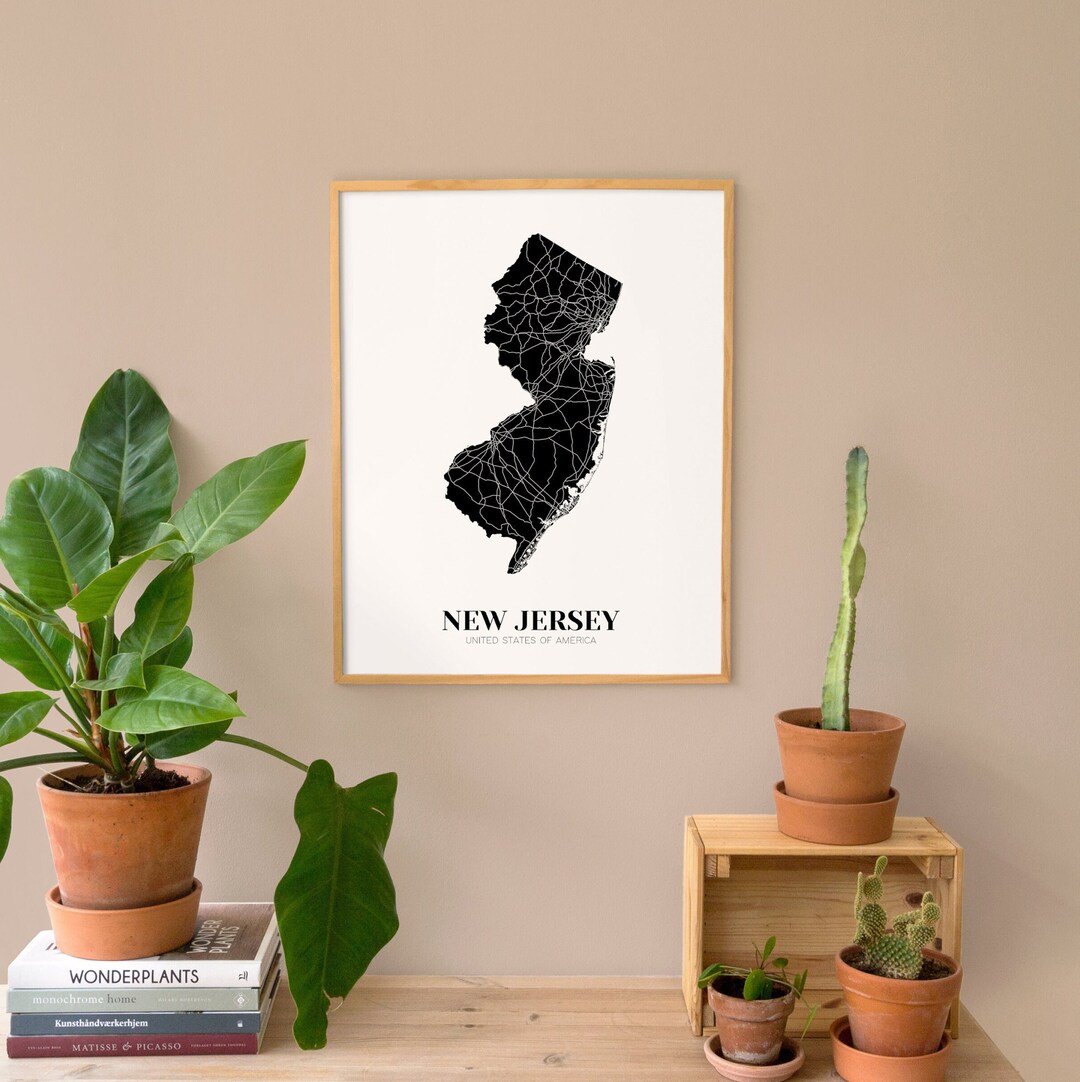 Map of New Jersey Printable New Jersey Map Print Printable - Etsy