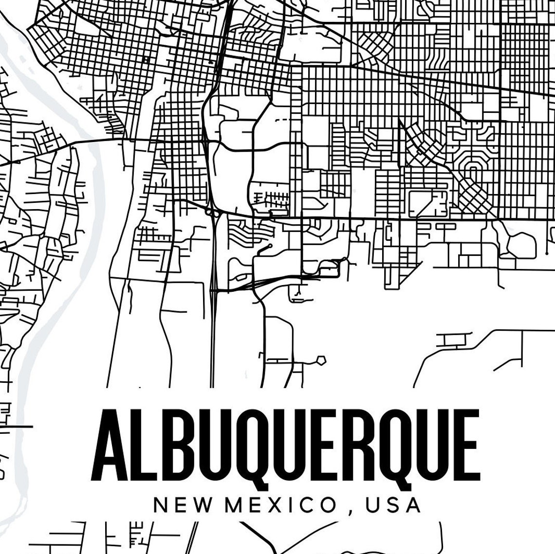 Albuquerque New Mexico Map Printable Printable Map for Etsy